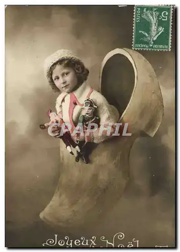 Cartes postales Fantaisie Enfant Poupee Joyeux Noel Sabot