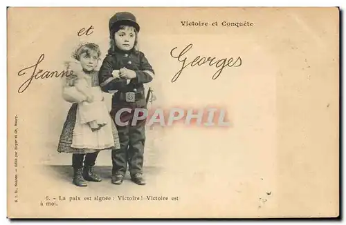 Cartes postales Fantaisie Enfant Victoire et conquete Militaria Poupee