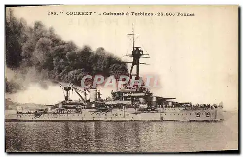 Cartes postales Bateau de Guerre Courbet Cuirasse a turbines