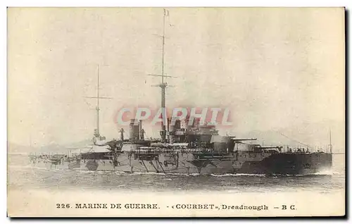 Cartes postales Bateau de Guerre Courbet Dreadnought