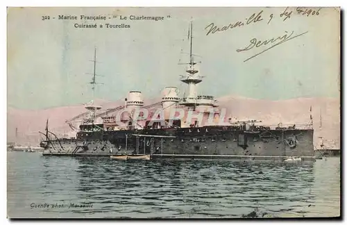 Cartes postales Bateau de Guerre Le Charlemagne Cuirasse a tourelles