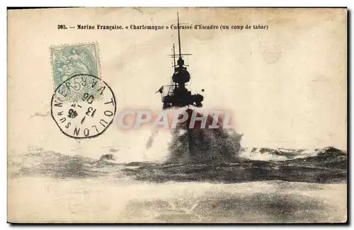 Cartes postales Bateau de Guerre Charlemagne Cuirasse d'escadre un coup de tabac