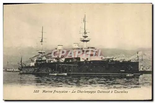 Cartes postales Bateau de Guerre Le Charlemagne Cuirasse a tourelles