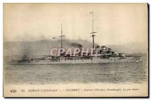 Cartes postales Bateau de Guerre Courbet Cuirasse d'escadre Dreadnought