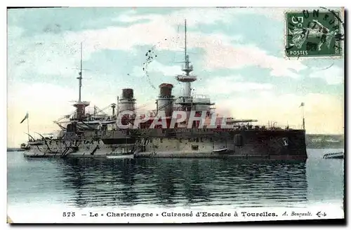 Cartes postales Bateau de Guerre Le Charlemagne Cuirasse d'escadre a tourelles