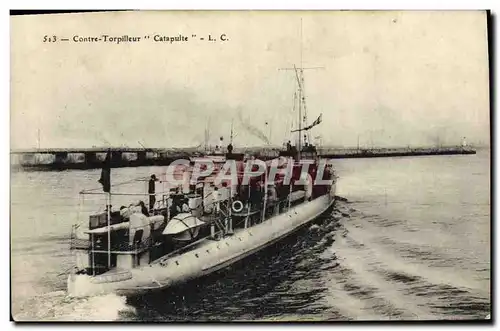 Cartes postales Bateau de Guerre Contre torpilleur Catapulte