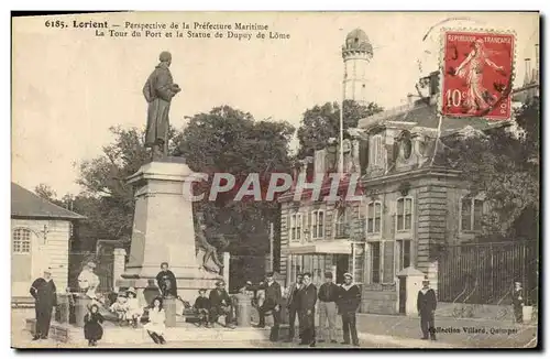 Ansichtskarte AK Lorient Perspective de la Prefecture Maritime La Tour du Port et la statue de Dupuy de Lome