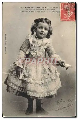 Cartes postales Folklore Pour ses amis les petits pauvres Un jour de fete Dieu a Penhars Costume d'enfant des en