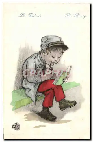 Cartes postales Militaria La theorie Enfant Pipe Tabac