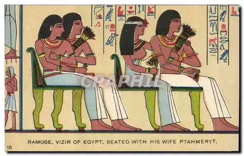 Ansichtskarte AK Egypt Egypte Ramose Vizir of Egypt seated with his wife Ptahmeryt