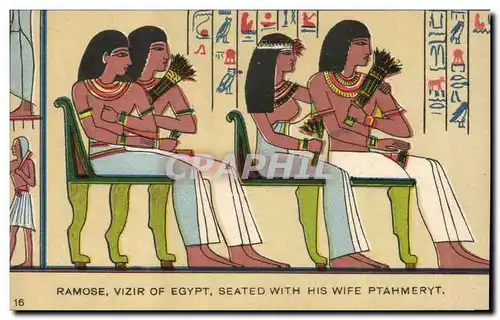 Cartes postales Egypt Egypte Ramose Vizir of Egypt seated with his wife Ptahmeryt