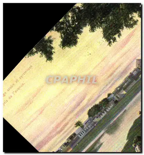 Cartes postales Egypt Egypte Village arabe et pyramides pris de l'avenue