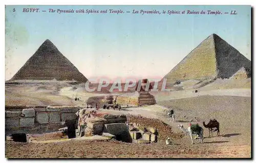 Ansichtskarte AK Egypt Egypte The Pyramids with sphinx and temple