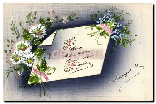 Ansichtskarte AK Fantaisie (dessin a la main) Fleurs