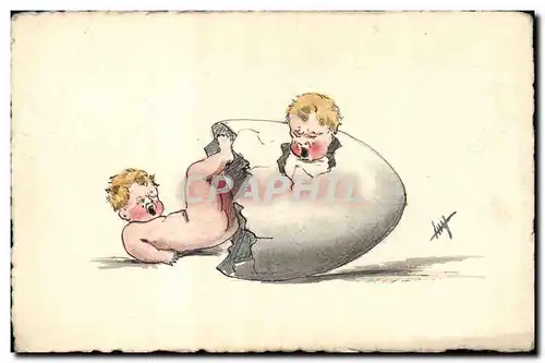 Cartes postales Fantaisie (dessin a la main) Enfants Oeuf