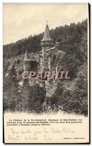 Cartes postales Le Chateau de la Rochelambert (Commune de Saint Paulien) vue nord est du sommet des Grottes