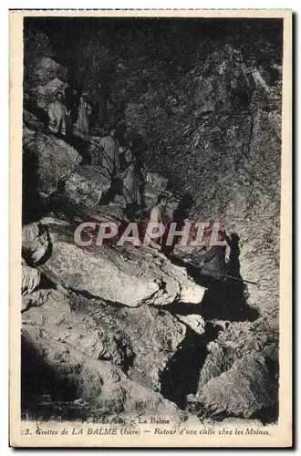 Ansichtskarte AK Grottes de la Balme (Isere) Retour d'une visite chez les Moines