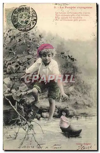 Ansichtskarte AK Fantaisie Poupee  La poupee voyageuse La barque en longeant la prairie Vint s'ecoucher pres d'un