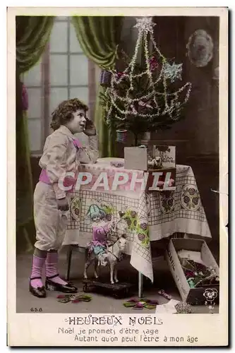 Cartes postales Fantaisie Poupee  Heureux Noel Noel je promet d'etre sag autant qu'on peut l'etre a mon age
