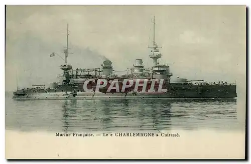 Ansichtskarte AK Bateau de GuerreMarine francaise Le Charlemagne cuirasse