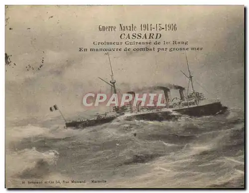 Ansichtskarte AK Bateau de GuerreGuerre navale 1911 15 16 Cassard Croisseur Cuirasse de 1er rang en manoeuvre de