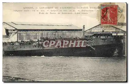 Cartes postales Bateau de GuerreLorient Lancement du Courbet Cuirasse d'escadre