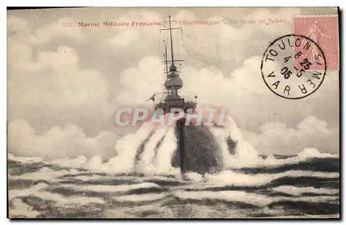 Cartes postales Bateau de GuerreMarine Militaire Francaise Charlemagne Un coup de tabac