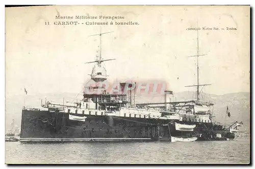 Ansichtskarte AK Bateau de GuerreMarine Militaire Francaise Carnot Cuirasse a tourelles