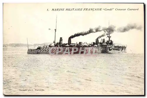 Cartes postales Bateau de GuerreMarine Militaire Francaise Conde Croiseur Cuirasse Photo au dos Diego Diego Suar