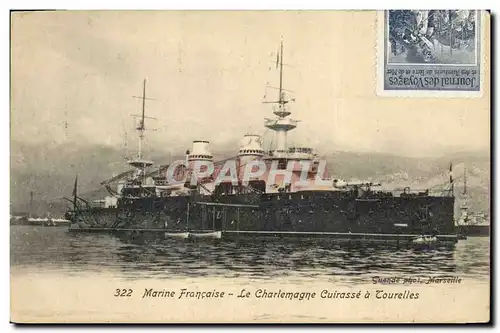 Cartes postales Bateau de GuerreMarine Francaise Le Charlemagne cuirasse a tourelles