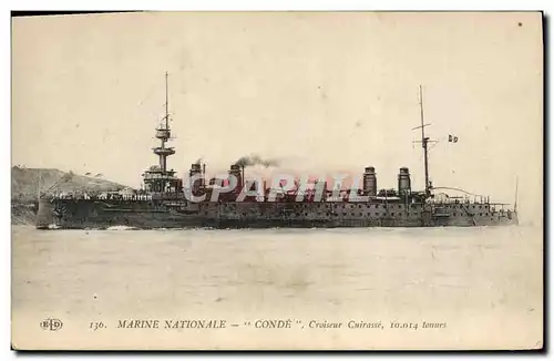 Cartes postales Bateau de GuerreMarine Nationale Conde Croiseur cuirasse 10014 tonnes