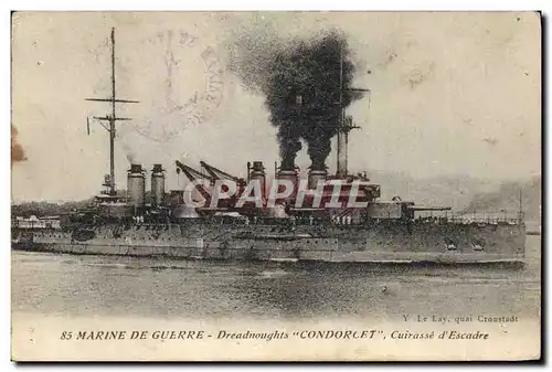 Cartes postales Bateau de GuerreMarine de Guerre Dreadnoughts Condorcet Cuirasse d'Escadre