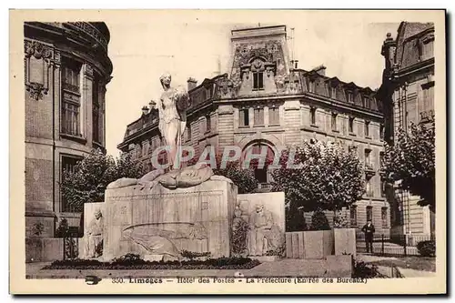 Cartes postales Limoges Hotel des Postes La Prefecture (Entree des Bureaux)