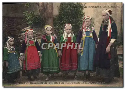 Ansichtskarte AK Folklore Costumes de Bretagne Brochette de fillettes de Plougastel Daoulas