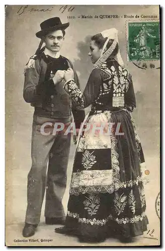 Ansichtskarte AK Folklore Maries de Quimper Etude de Costumes Mariage