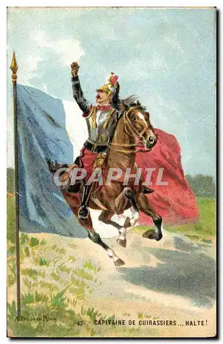 Cartes postales Militaria A Palm de Rosa Capitaine de cuirassiers halte