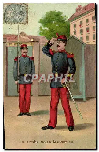 Cartes postales Militaria La sortie sous les armes