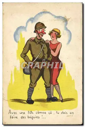 Cartes postales Militaria Avec une tete comme ca tu dois en faire des beguins