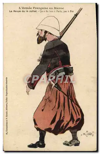Cartes postales Militaria L'armee francaise au Maroc La revue du 14 juilet Ca a du bon a Paris pas a Fez