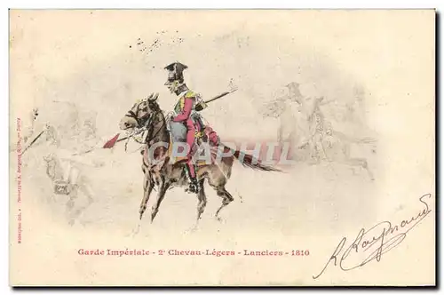 Cartes postales Militaria Garde imperiale 2 chevau legers Lanciers 1810