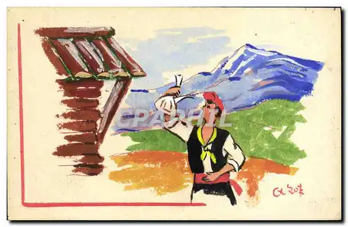 Cartes postales Fantaisie (dessin a la main) Homme Folklore