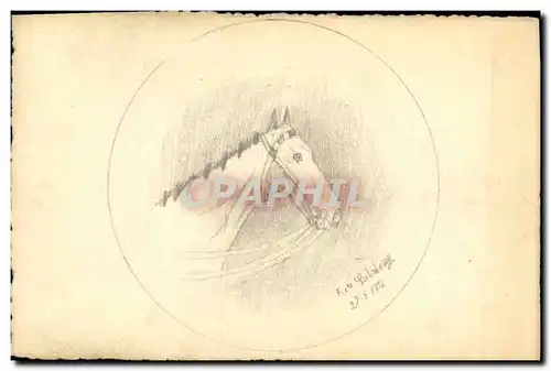 Ansichtskarte AK Fantaisie (dessin a la main) Cheval
