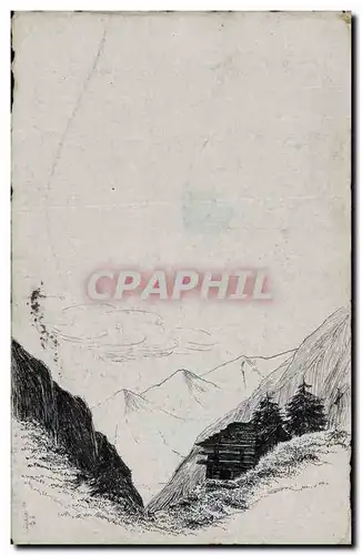 Cartes postales Fantaisie (dessin a la main) Montagne