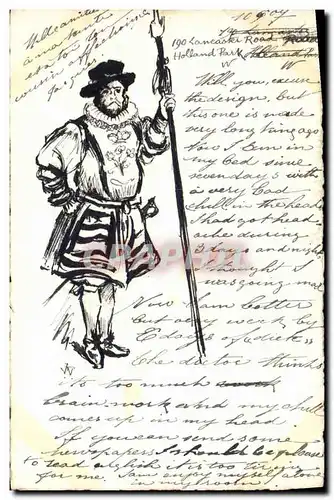 Cartes postales Fantaisie (dessin a la main) Homme Soldat Militaria