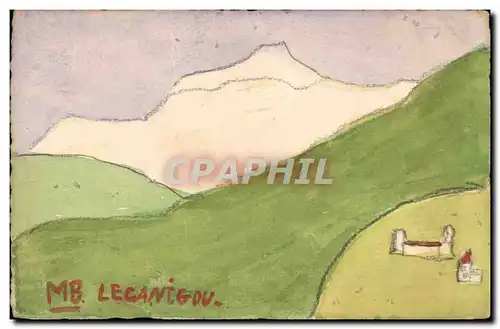 Ansichtskarte AK Fantaisie (dessin a la main) Montagnes