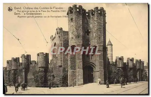 Cartes postales Gand Chateau des Comtes de Flandre Vue generale de la place Ste Pharalide (1180)