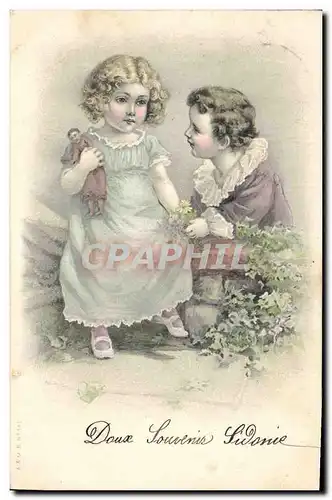 Cartes postales Fantaisie Poupee  Enfants Doux Souvenirs Sidonie