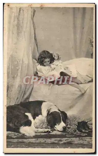 Cartes postales Fantaisie Poupee Enfant Chien