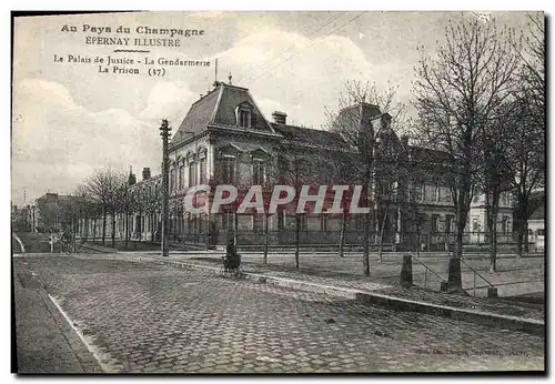 Ansichtskarte AK Au pays du Champagne Epernay illustree Le Palais de Justice La Gendarmerie La Prison