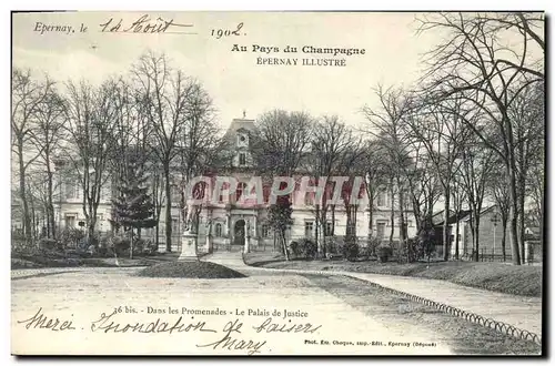 Ansichtskarte AK Epernay Au pays du Champagne Epernay illustree Dans les promenades Le Palais de Justice